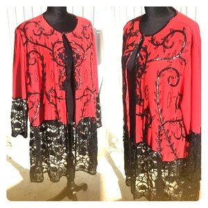 Breathtaking red and black kimono